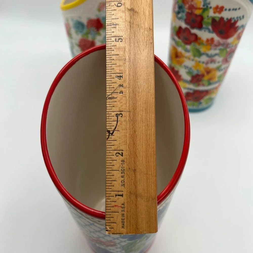 Pioneer Woman Floral Medley 3 Compartment Stoneware Utensil Holder Lazy Susan